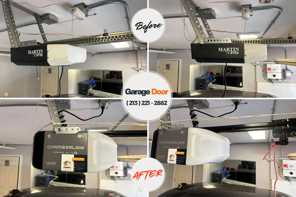 Before and after: Garage Door Emergency Repair Rice Tracts, TX